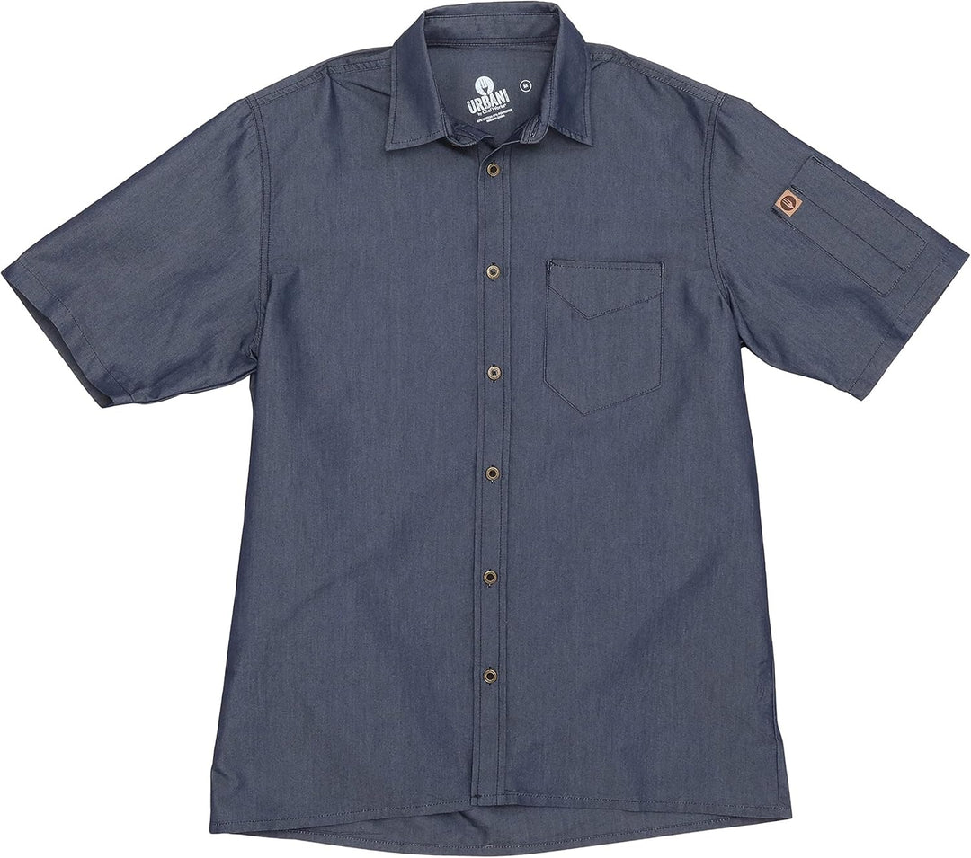 Chef Works B074-M Detroit Denim-Kurzarmhemd, Grösse M, Blau