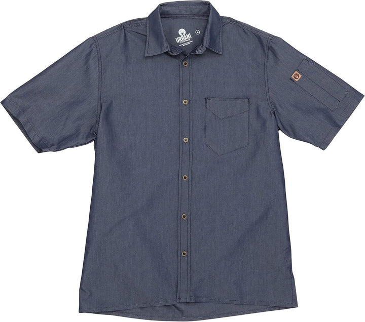 Chef Works B074-M Detroit Denim-Kurzarmhemd, Grösse M, Blau