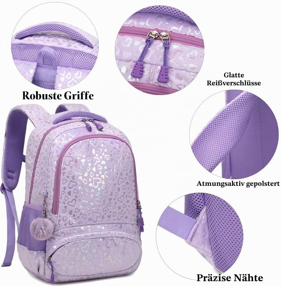 Kimwadalh Schulrucksack Mädchen Plüsch Rucksack Lieblich Kinderrucksack Schulranzen für Mädchen Leic