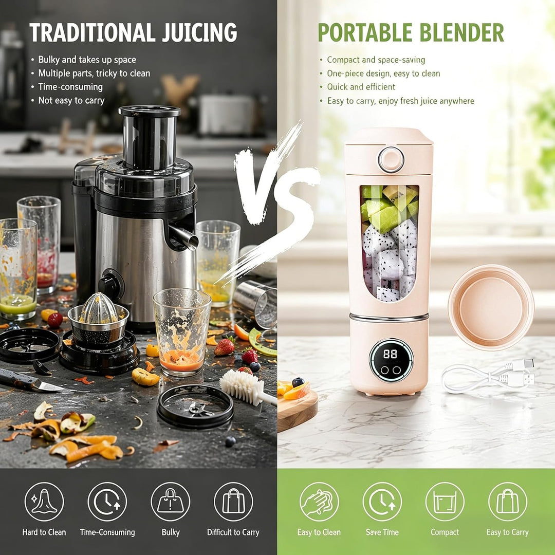 Tragbarer Mixer, 700ml Smoothie Maker to Go, 12-Blatt Portable Blender, Fresh Juice Mixer Flasche, U