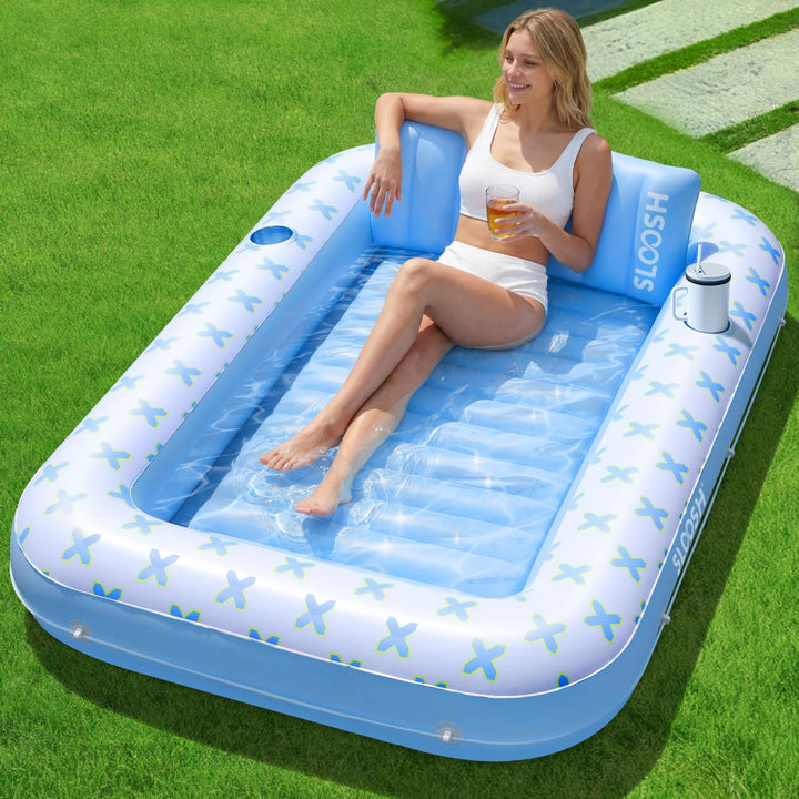 Sloosh aufblasbarer Sonnenpool, Luftmatratzte Pool, Sonnenbad mit abnehmbarem Kissen, persönlicher L
