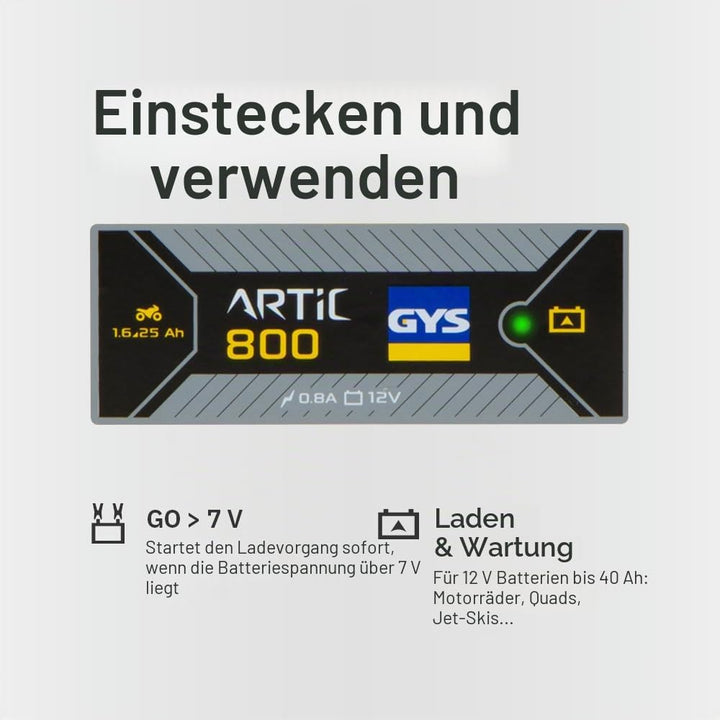 GYS Ladegerät Batterieladegeräte Kfz automatisches Ladegerät speziell für 12V-Batterien von Motorräd