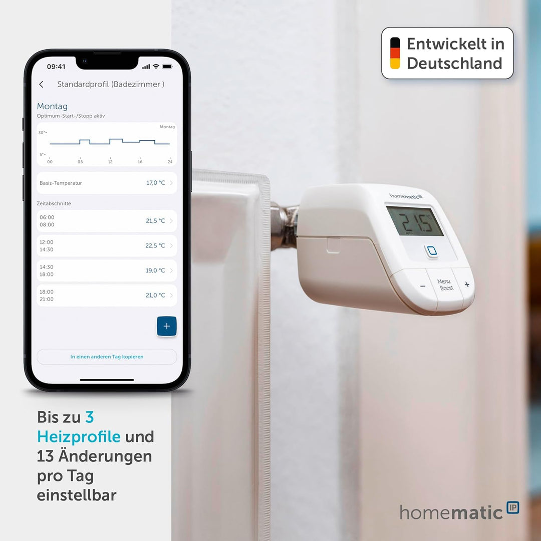 Homematic IP 3er Set Smart Home Heizkörperthermostat – basic, digitaler Thermostat Heizung, Steuerun