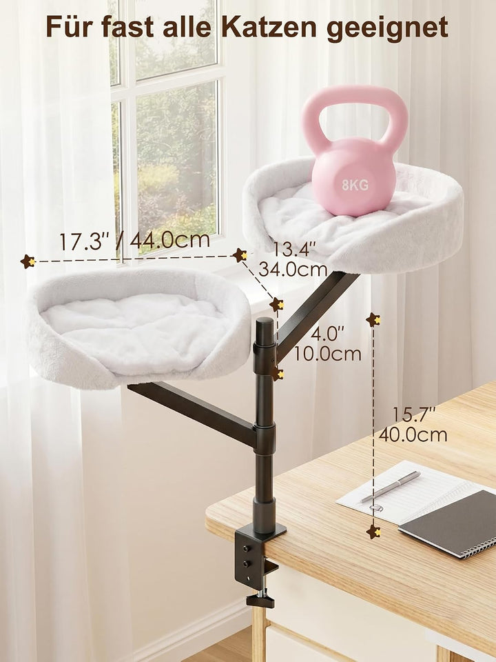 Katzenbett für den Schreibtisch, Katzenkorb, Katzen-Schreibtischbett, höhenverstellbar, 360° drehbar