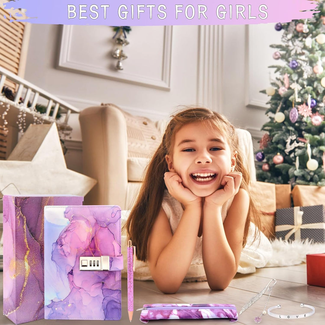 Weihnachten Geschenke für Mädchen 7 8 9 10 11 12 13 Jahre, Tagebuch mit Schloss Mädchen, Geburtstag
