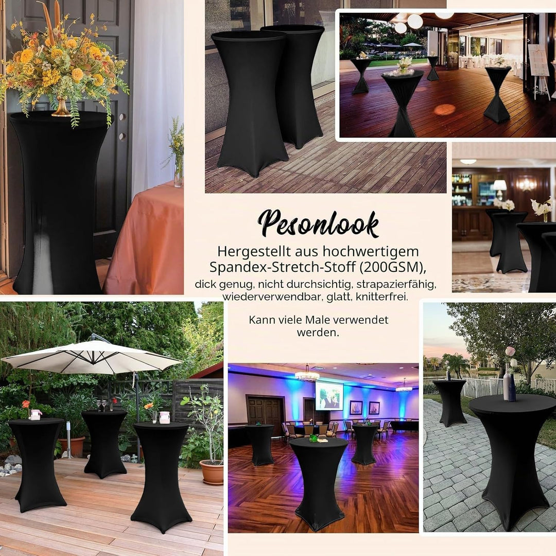 Pesonlook 4er-Set Stretch Stehtisch Husse für Bistrotisch Ø 70-75 cm Elegante,Verstärkung im Fussber