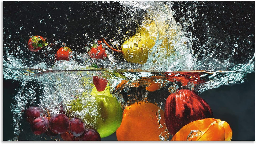 ARTland Spritzschutz Küche aus Alu für Herd Spüle 100x55 cm (BxH) Küchenrückwand mit Motiv Essen Obs