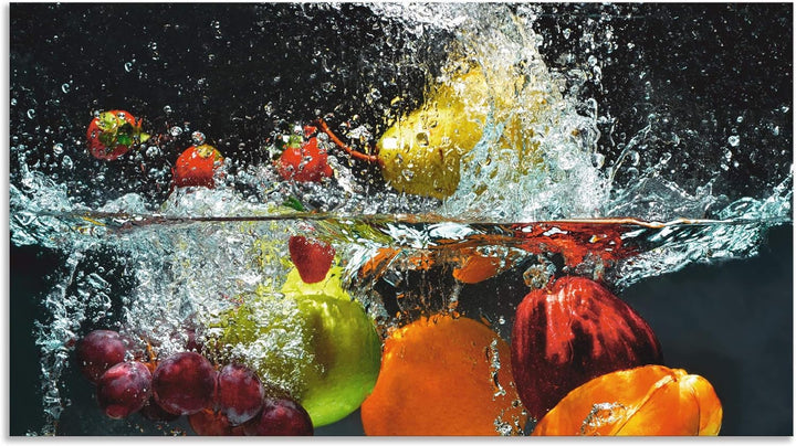 ARTland Spritzschutz Küche aus Alu für Herd Spüle 100x55 cm (BxH) Küchenrückwand mit Motiv Essen Obs