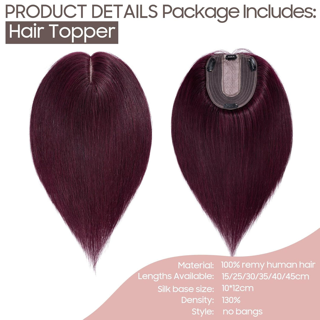Silk-co Hair Topper Echthaar 10x12cm, Basis Toupet Damen, Haartopper Echthaar mit Remy Seide Basis,