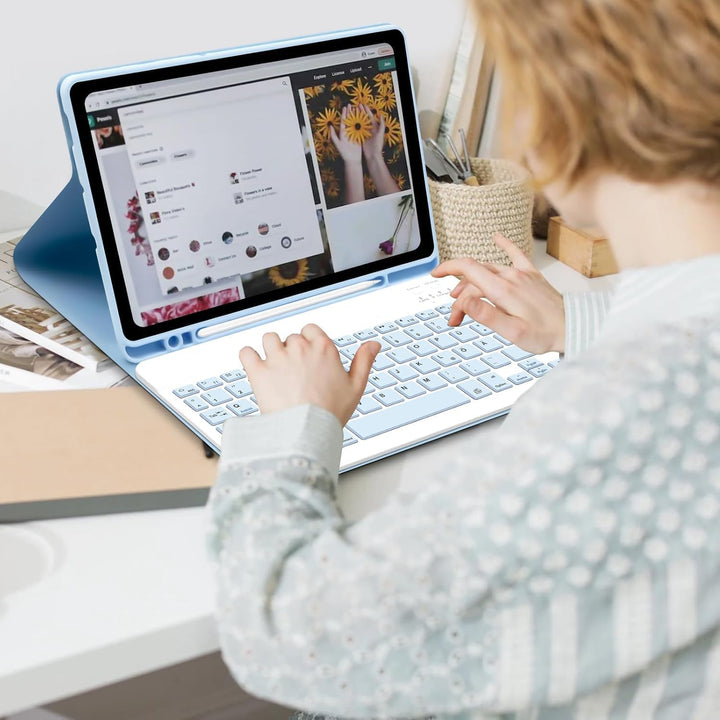 Hülle mit Tastatur für Samsung Galaxy Tab S6 Lite 2024/2022/2020, Schutzhülle mit Pencil Halter Wire