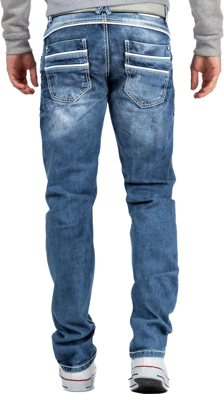 Cipo & Baxx Herren Jeans Regular Fit & Slim Fit – Stylische Denim für Männer mit Used Look, Reissver