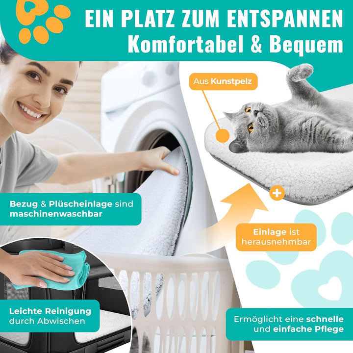 LOVPET® Transportbox Hund Katze Transporttasche XXL 92x64x64cm | Hunde-Tragetasche Faltbare Katzenta