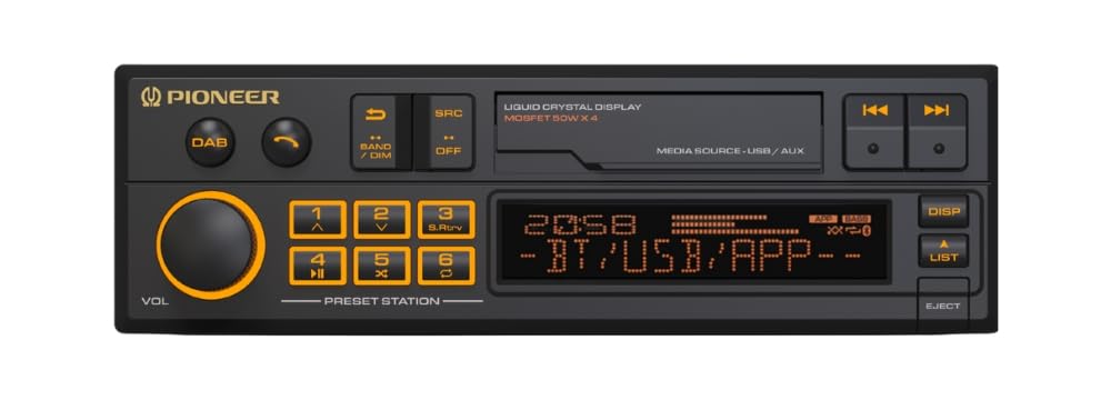 Pioneer SXT-C10PS Autoradio 1-DIN: Retro-Design mit modernster Technik, Bluetooth®, DAB+, USB, AUX,