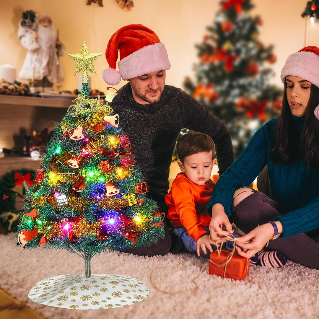 Mini Weihnachtsbaum, 24 "/60cm Tischplatte künstlicher Weihnachtsbaum mit Ornamenten & LED-String-Li