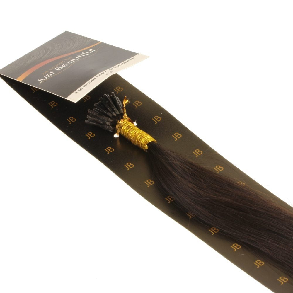 hair2heart 200 x Microring I-Tip Extensions aus Echthaar, 40cm, 0,5g Strähnen, glatt - Farbe 1b natu
