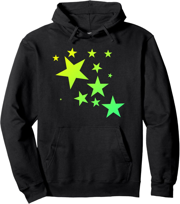 Bunte Grüne Gelbe Sterne im Stern-Muster Design Pullover Hoodie