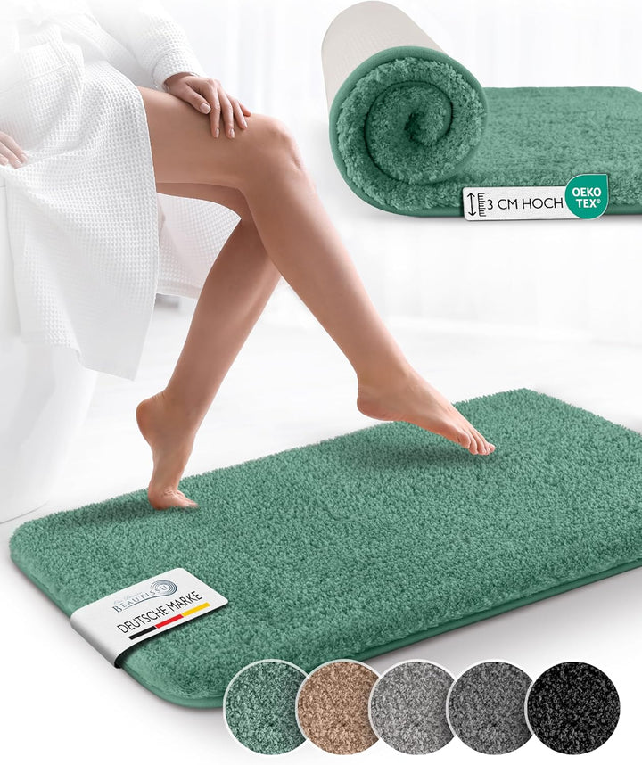 Beautissu Badematte rutschfest 120x70 cm – Duschvorleger Hochflor Badteppich rutschfest Waschbar Sha