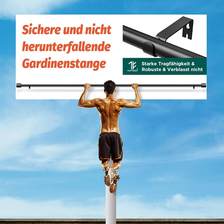 Schwarz Gardinenstange Vorhangstange Ausziehbar Curtain Rod Gardinenstangen für Fenster Outdoor (Sch