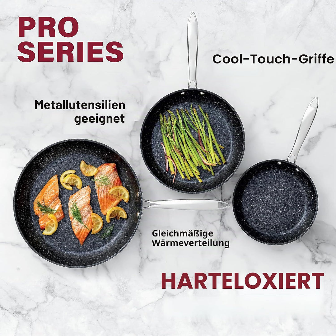 Granitestone Pro Harteloxiertes Set Pfanne 8", 10" und 12" Kochgeschirr, 100 Prozent PFOA-frei, ofen