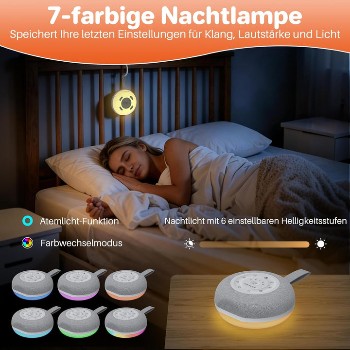 FUNYKICH White Noise Machine Baby, Weisses Rauschen Gerät mit Wireless Lautsprecher, 30 Klänge, 7 Bu