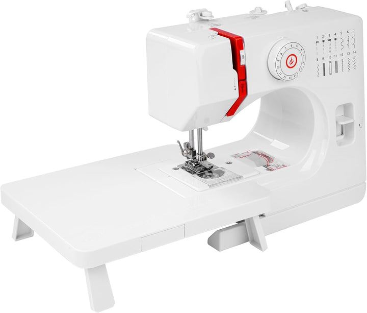 Outbit Nähmaschine für Anfänger 14 Stiche Nähmaschine mit Anschiebetisch Baumwollstoff und Nähset