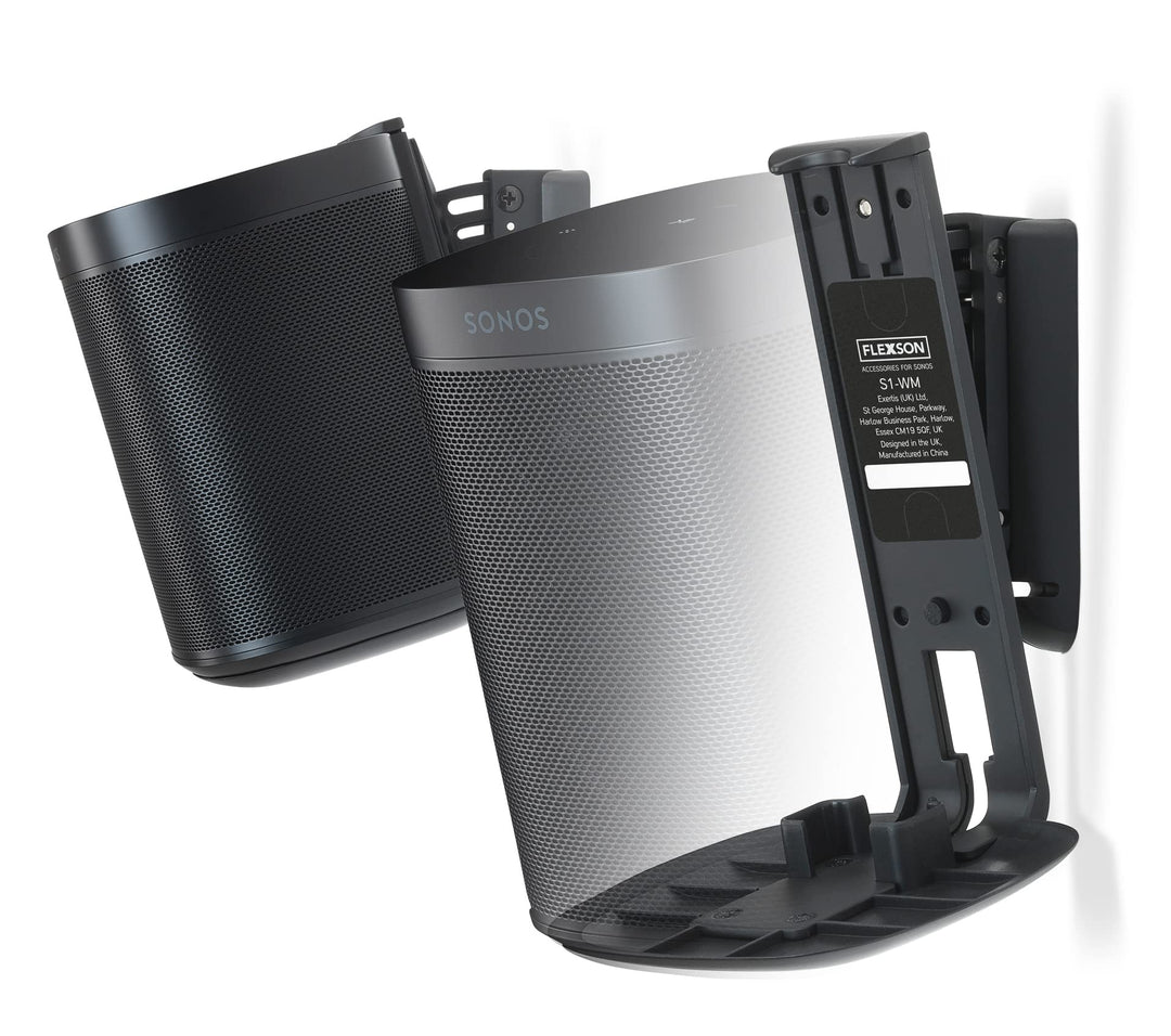 Flexson Wandhalterung Geeignet für Sonos One, One SL und Play:1 - Schwarz (Paar) Schwarz Paar Single