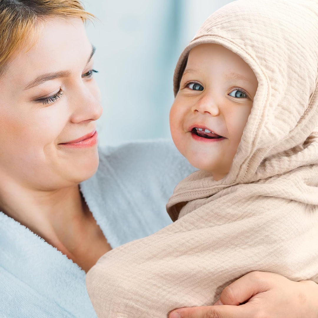 Kapuzenhandtuch Baby 2er-Pack, Musselin Baumwolle Baby Handtuch Kapuze, Weiche und Saugfähige Babyha