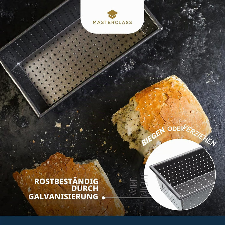 MasterClass Crusty Bake Brotbackform mit perforierten Löchern, 1 Pfund Brotbackform, Edelstahl-Backf