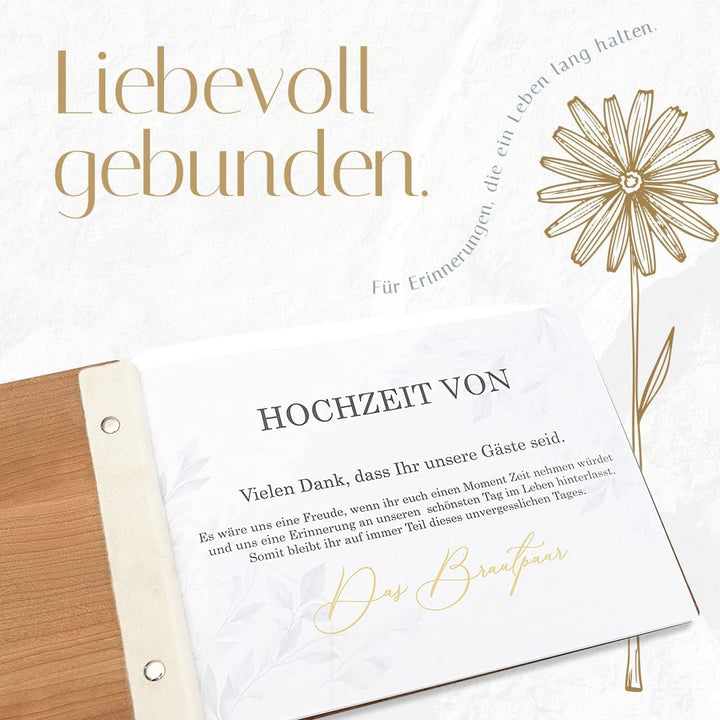 Hochzeitideal – Personalisierbares Gästebuch Hochzeit Leon E7 mit 40 Seiten I Hochzeit Gästebuch aus
