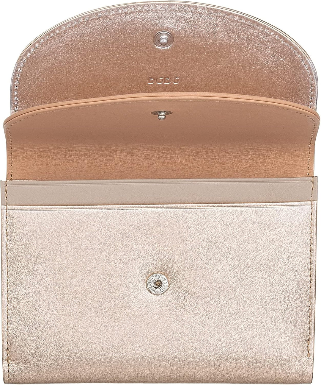 DUDU Damen-Gedldbörse Echtleder RFID mit Münzfach. Portamonnaie Farbig mit Doppelklappe Kreditkarten