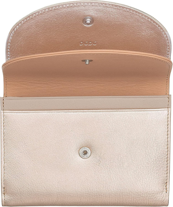 DUDU Damen-Gedldbörse Echtleder RFID mit Münzfach. Portamonnaie Farbig mit Doppelklappe Kreditkarten