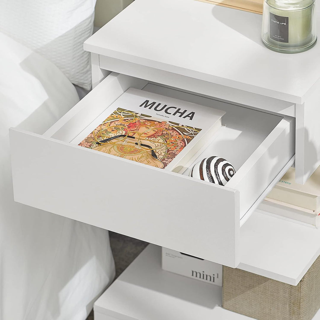 SoBuy FBT49-Wx2 Beistelltisch 2er Set Nachttisch 2 stücke Nachtschrank Kommode mit 1 Schublade und 3