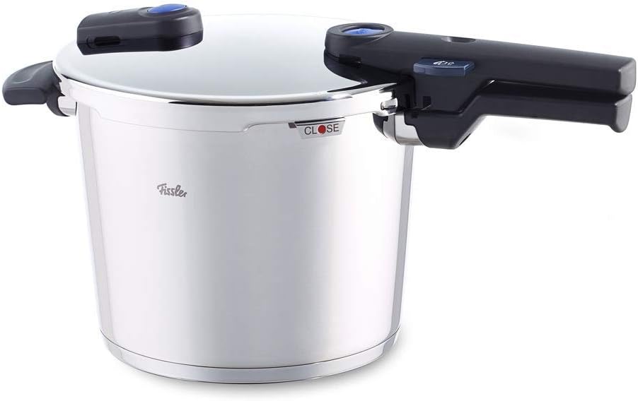 Fissler Vitaquick / Induktions-Schnellkochtopf Edelstahl-Dampfkochtopf, 2 Garstufen, stapelbar, Silb