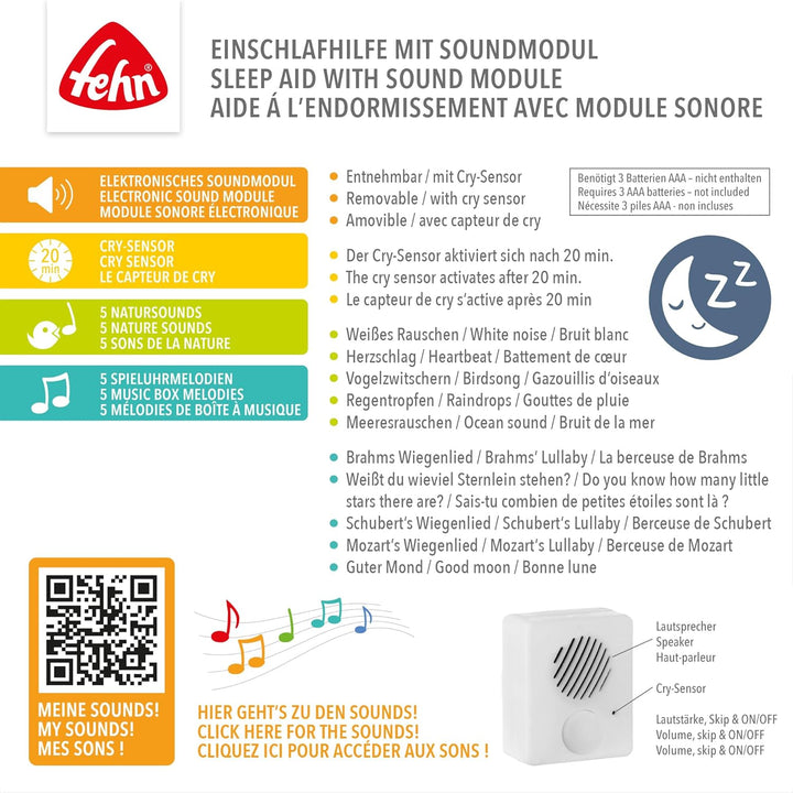 Fehn Einschlafhilfe Wal – Baby Einschlafhilfe mit Soundmodul: Wal Kuscheltier mit entnehmbaren elekt