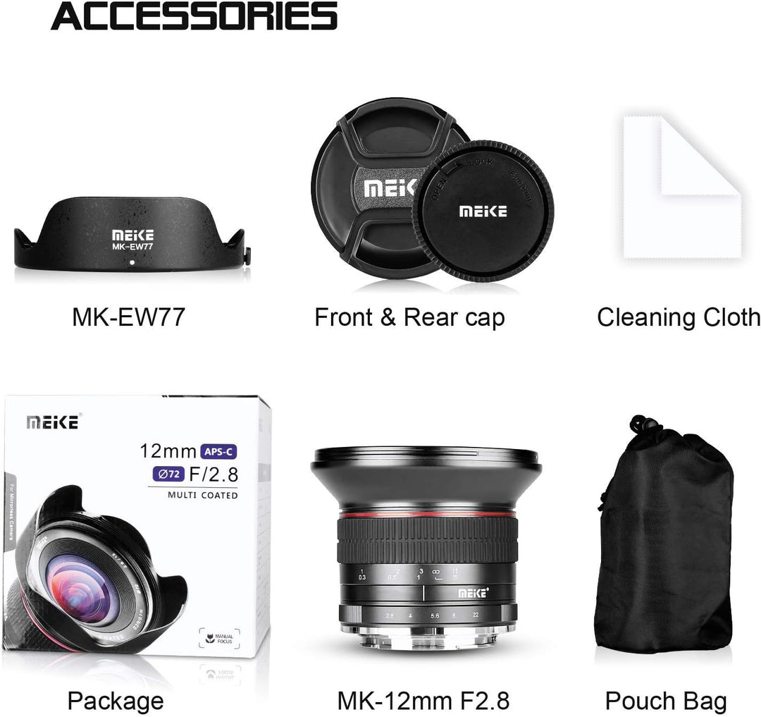 Meike Optics MK 12mm f2.8 Ultra-Weitwinkel Objektiv für Fuji, für Fuji