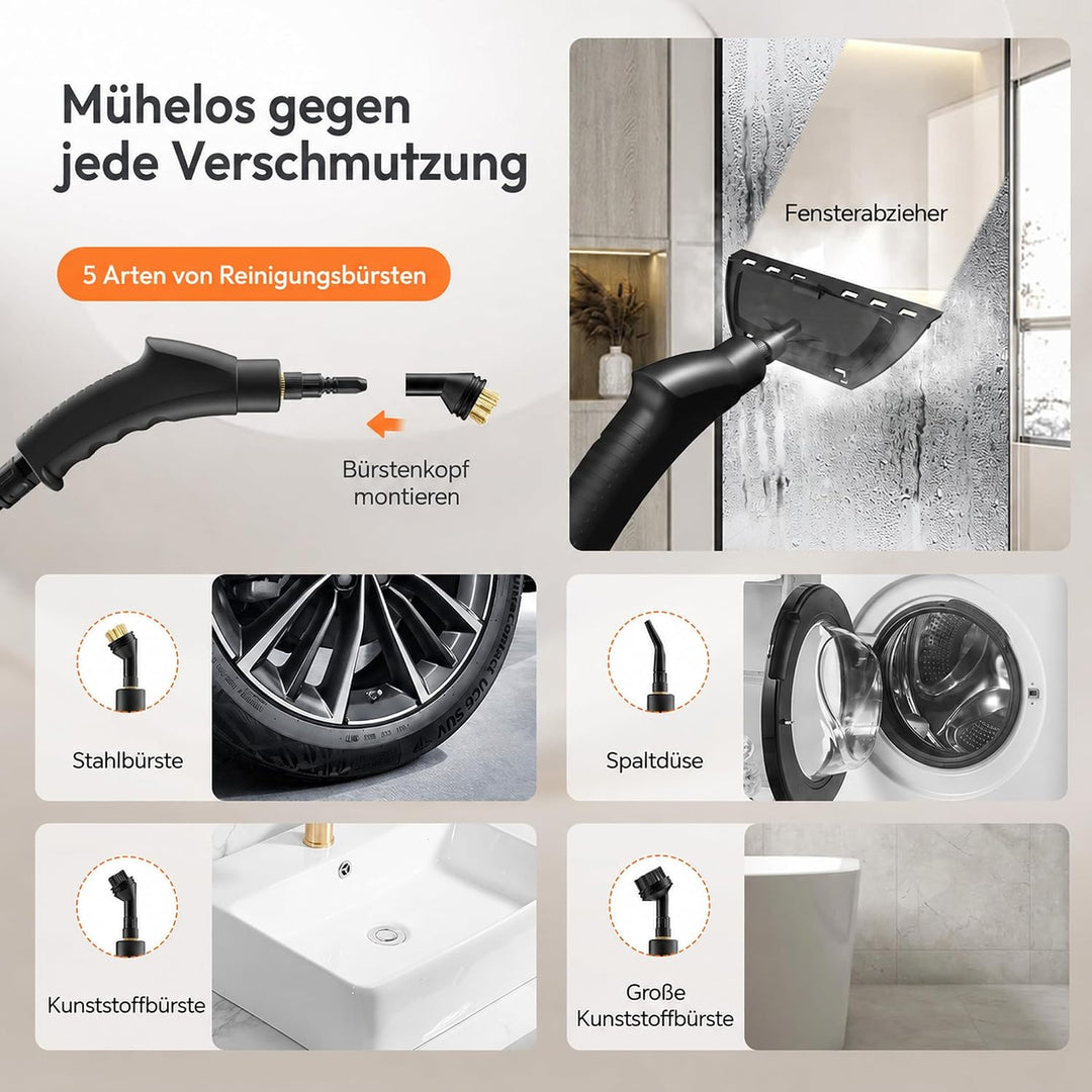 Dampfreiniger, Dampfreiniger Handgerät, Tragbarer Steamer, 1.2L Wassertank, 15s Schnellheiz-Steam Cl