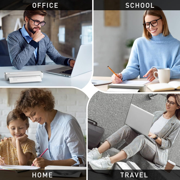 Bisofice X9 Mobiler Drucker Thermodrucker A4, Bluetooth Tragbarer Drucker für Handy, Portable Printe