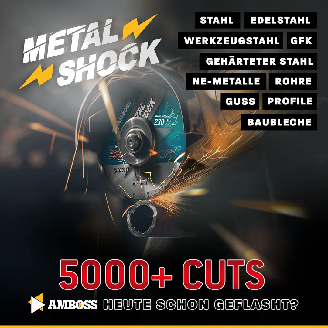 Amboss Diamant Trennscheibe Metal Shock 5000+ für Metall/Stahl/Inox - 230 x 2,2 x 22,23 mm Ø 230mm x