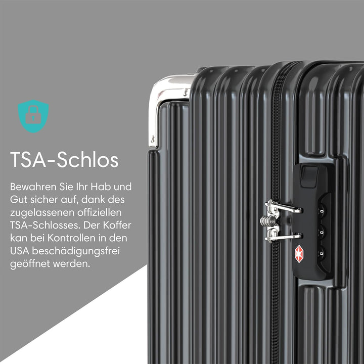 Voyagoux Kofferset 2 teilig - 39L &amp; 113L, Hartschalenkoffer Set, TSA-Schloss, ABS, 4X 360° Rollen, R