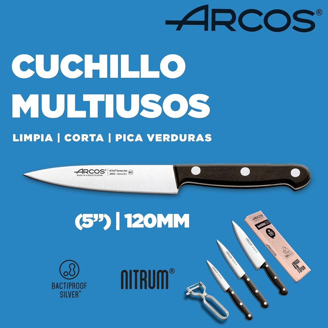 Arcos Küchenmesser-Set, 4-Stück | Profi-Küchenmesser Set mit schwarzem Griff & gebogenen Klingen aus