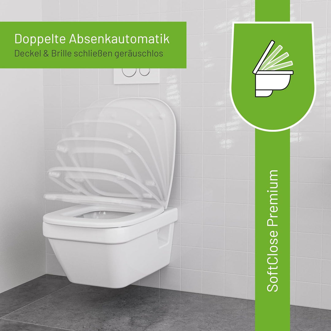 LUVETT® D260 Toilettendeckel mit Absenkautomatik D Form Weiss - SoftClose Klodeckel Abnehmbar - Klob
