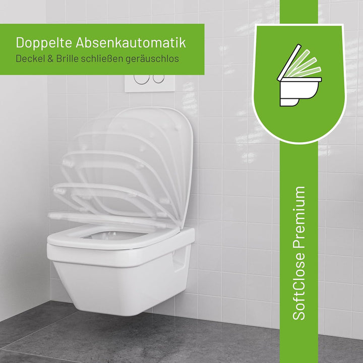 LUVETT® D260 Toilettendeckel mit Absenkautomatik D Form Weiss - SoftClose Klodeckel Abnehmbar - Klob