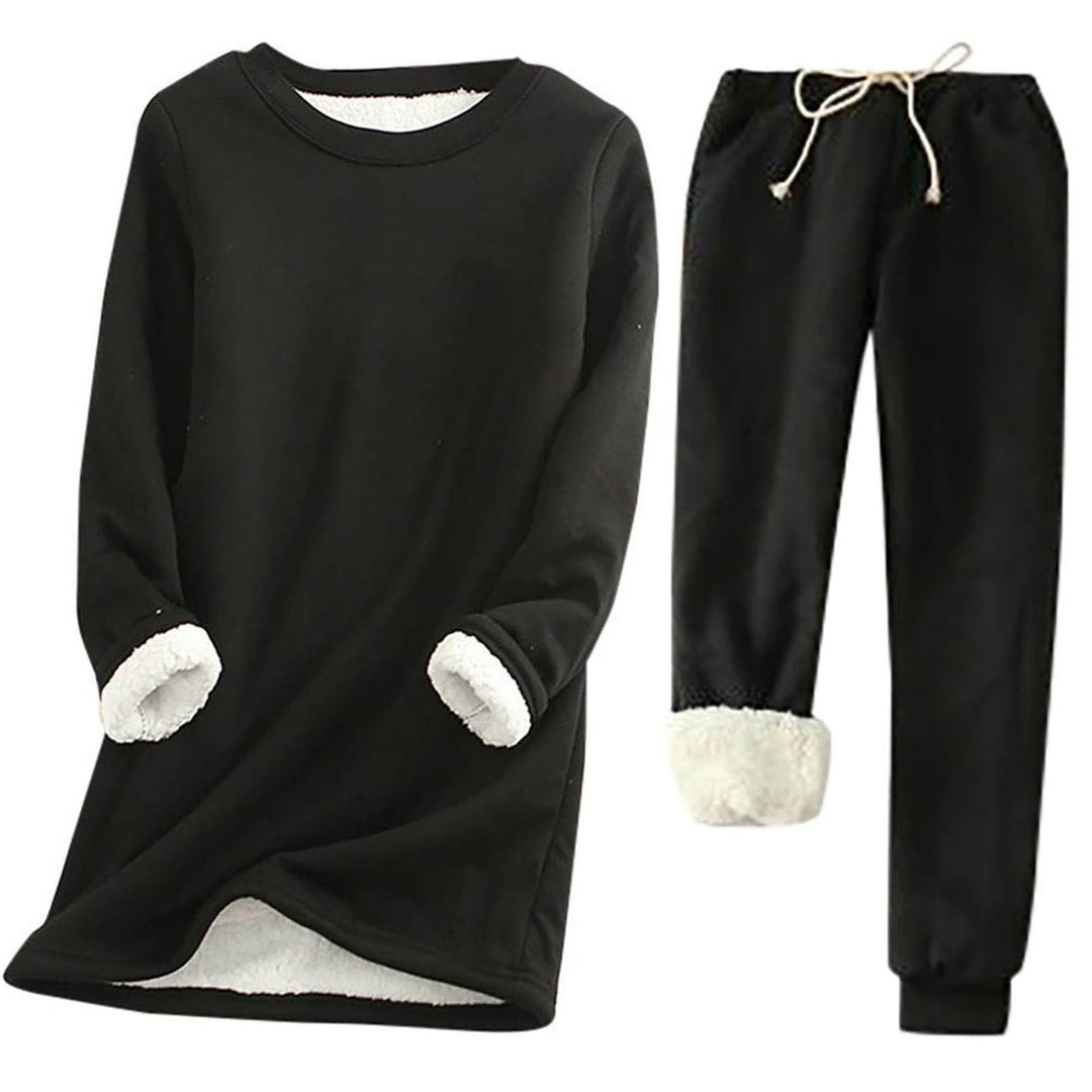 Lange Unterhosen Herren bequem, lässig, einfarbig, Rundhalsausschnitt, langärmelig, plus Fleece-Bott