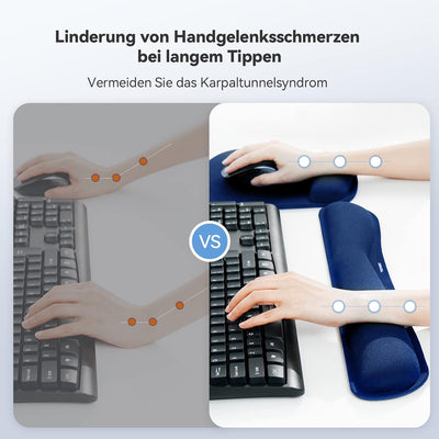 TECKNET Mauspad mit Handauflage, Gelkissen Mousepad und Ergonomische Memory Foam Tastatur Handgelenk