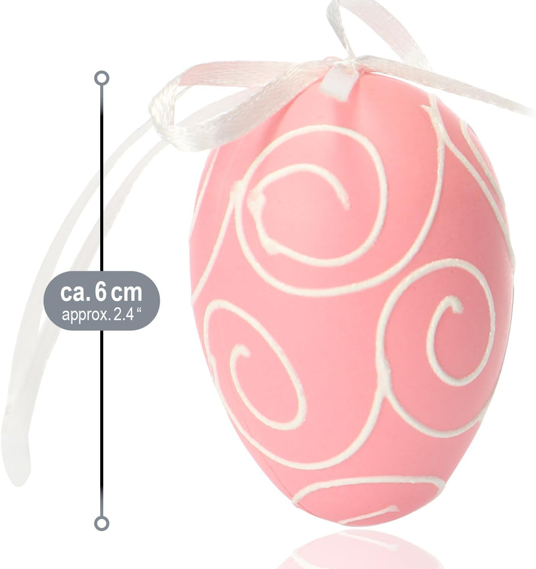 COM-FOUR® 36x Ostereier zum Aufhängen - Osterdeko in sechs schönen Pastellfarben - Deko Ostereier fü
