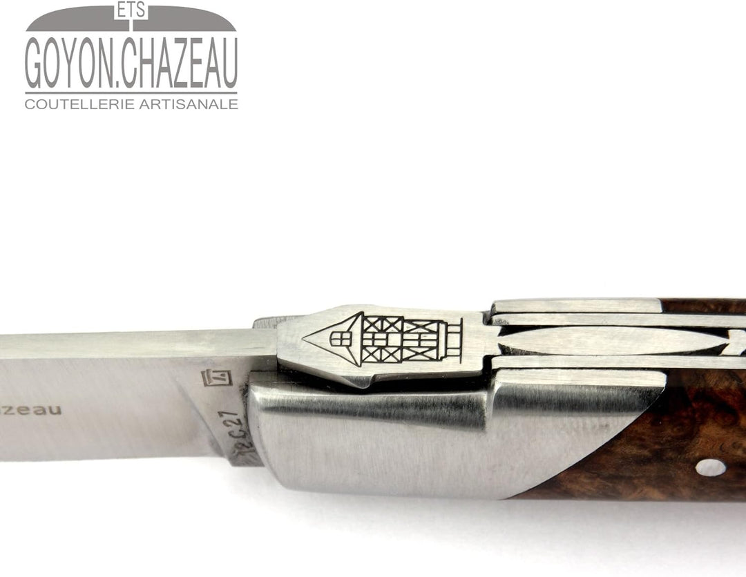 Goyon-Chazeau Le Thiers Taschenmesser - 12 cm Modell Le Pirou - Griffschalen Nussbaum Maserholz - Kl