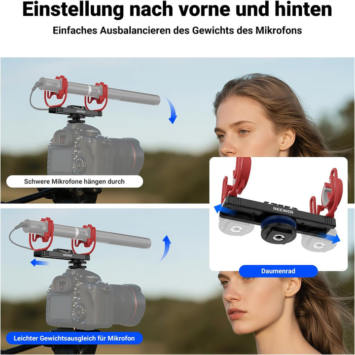 NEEWER Mikrofon Shock Mount, verstellbare Cold Shoe Microphone Halterung für Kamera, Boom Stange, St