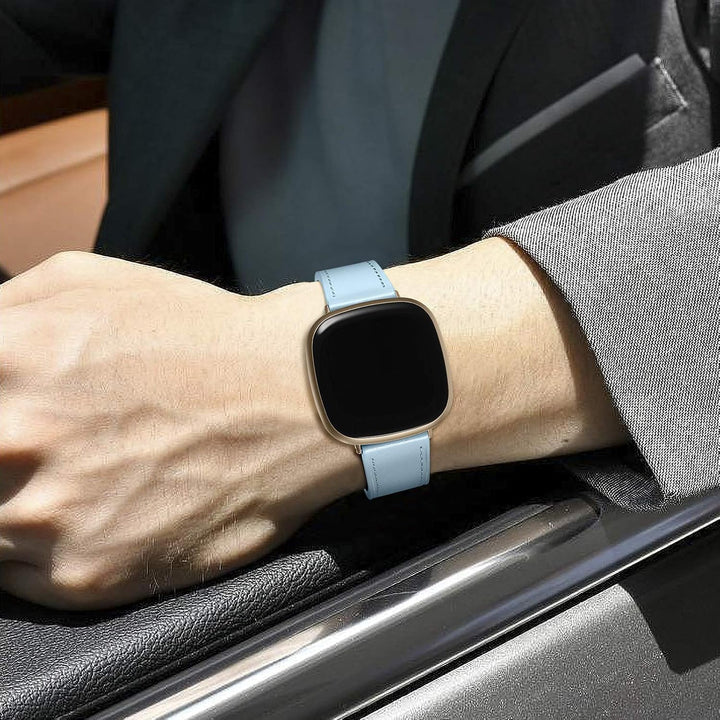 CeMiKa Leder Armband Kompatibel mit Fitbit Sense/Fitbit Versa 3 Armband, Original Lederband Ersatzba