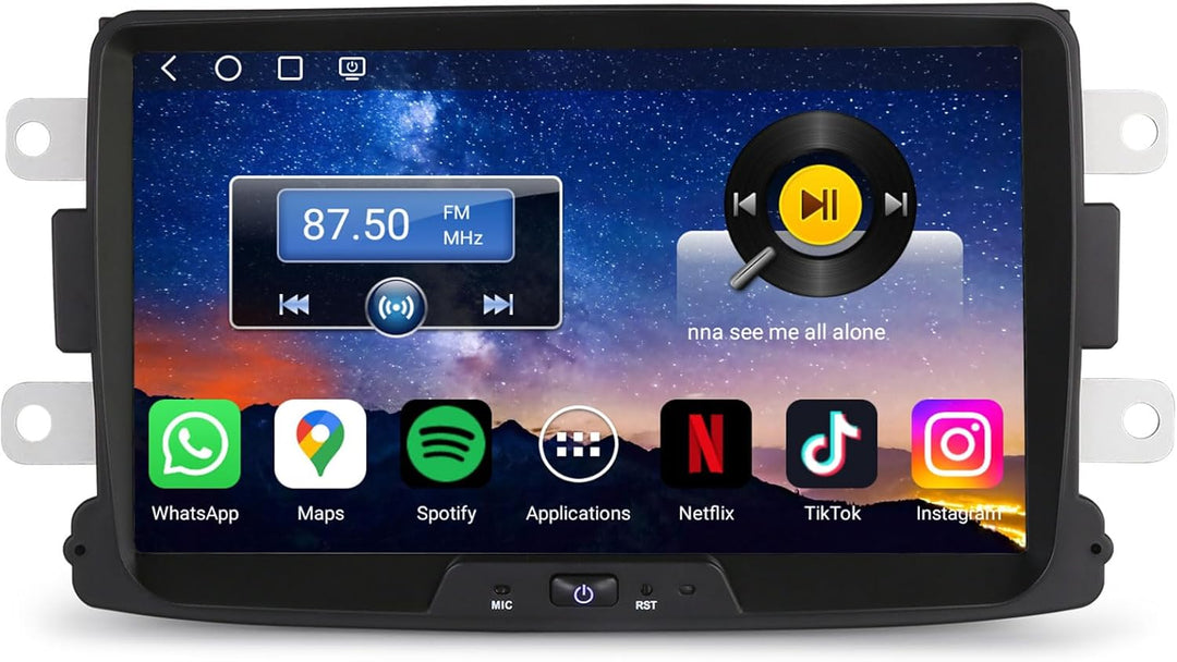 Erisin 8" Qualcomm 8-Kern 4GB+64GB Autoradio Bluetooth Android 14 GPS Navi für Renault Dacia Duster