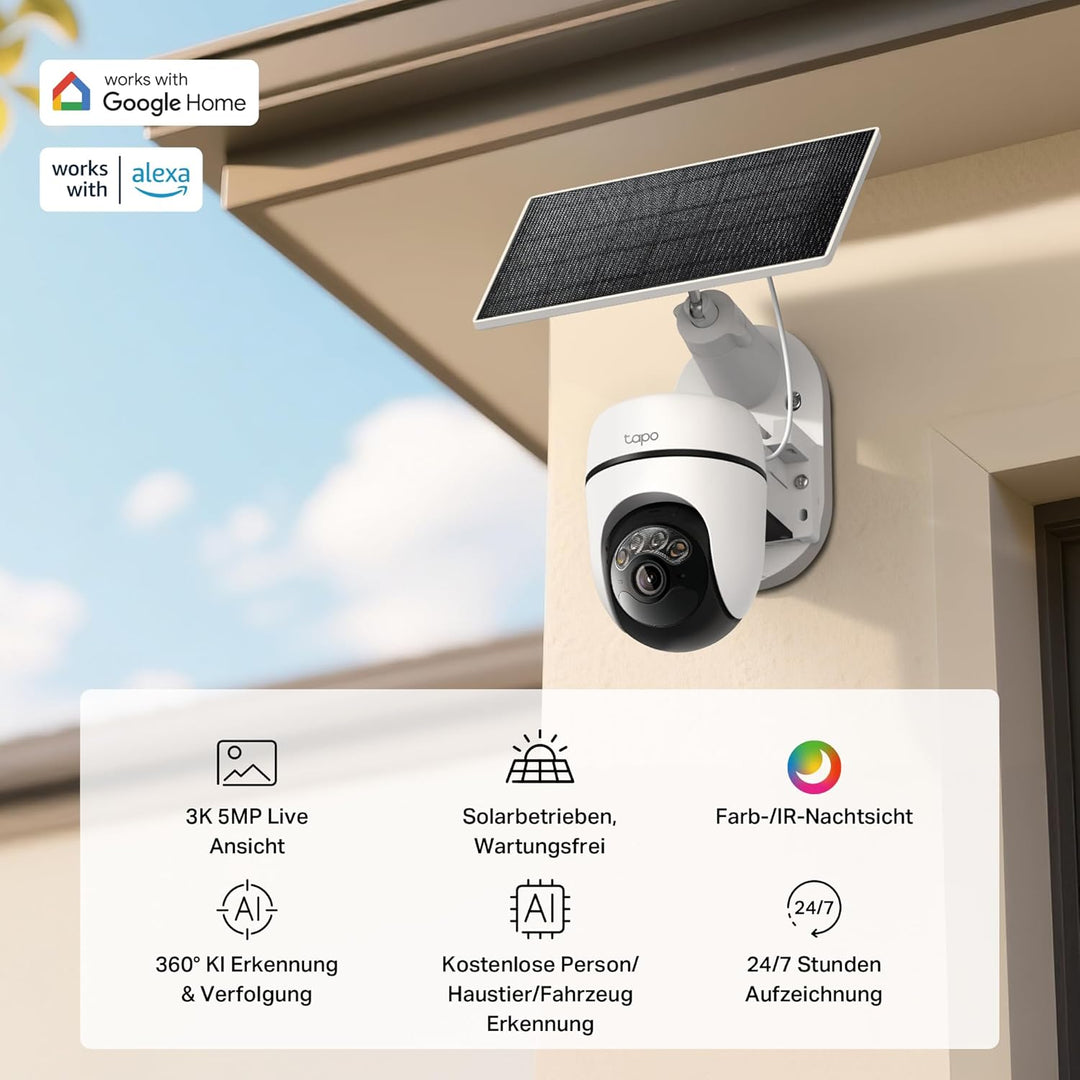 Tapo C630 KIT 360° Solar Überwachungskamera Aussen mit Akku | 3K 5MP | Gratis KI-Erkennung | Farb- &